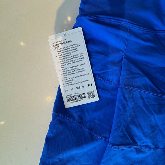 NWT lululemon Pace Rival Skirt *Tall Cerulean Blue (Size 10) - Picture 3 of 6